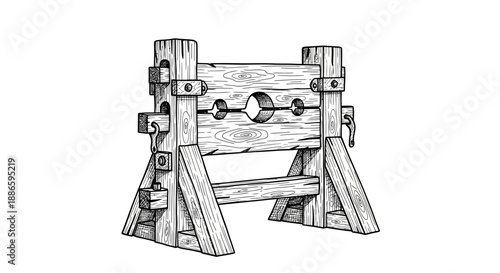 Vintage wooden stocks illustration with detailed wood texture