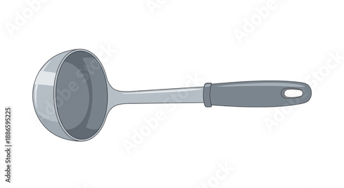 Vector illustration of a kitchen ladle with gray handle
