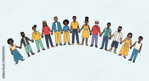 Diverse group of people holding hands in a circle unity and friendship concept