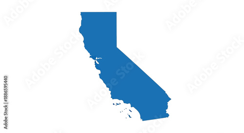 Simple Blue Silhouette of California State on White Background