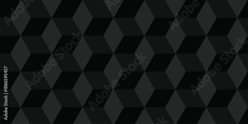 Minimal abstract black geometric cube creative concept triangle overlap square technology background. digital cubes fabric and wallpaper grid block texture background.