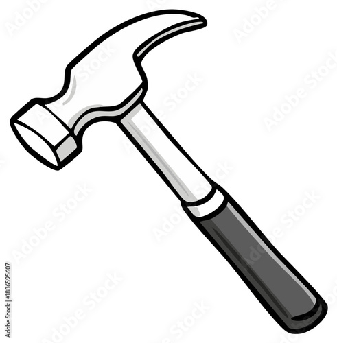 Hand drawn cartoon claw hammer tool for building and carpentry