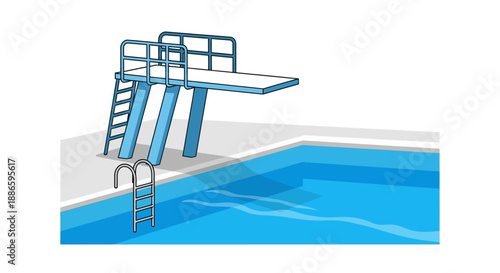 Illustration of a diving board over a swimming pool