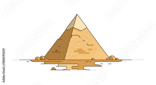 Minimalist vector illustration of an ancient Egyptian pyramid