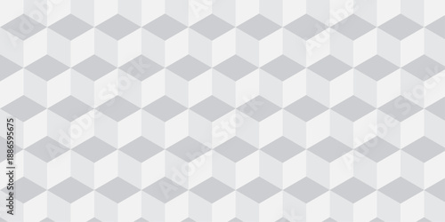 Seamless white geometric cube creative concept triangle overlapping overlap square technology texture. geometric digital cubes fabric and wallpaper grid block texture background.