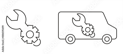 Wrench with gears line icon, editable line icon, for services, business concepts. Isolated on a transparent background, wrench with gears PNG, vector illustration.




