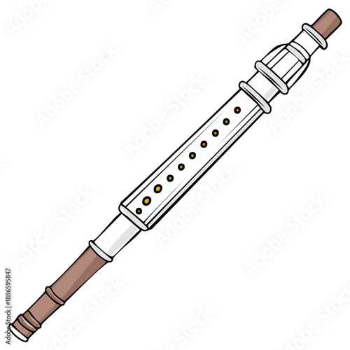 Cartoon illustration of a traditional folk woodwind musical instrument flute