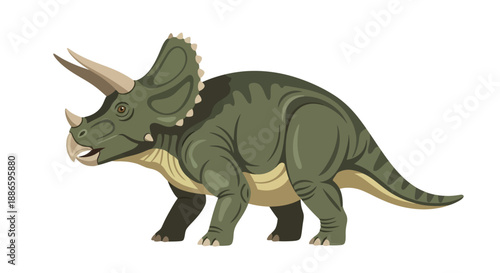 Illustration of a Triceratops Dinosaur on White Background