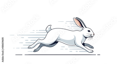 Illustration of a Speeding White Rabbit in Motion