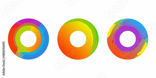 Colorful circular designs with blended paint strokes in a vibrant arrangement