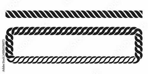 Black rope designs a straight line and a rectangular frame illustration