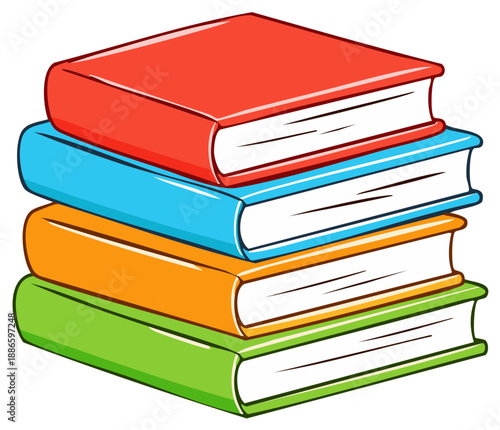 Stack of colorful hardcover books representing knowledge learning and education