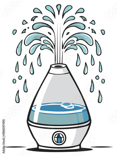 Humidifier releasing cool mist and water vapor into the air for aromatherapy and comfort