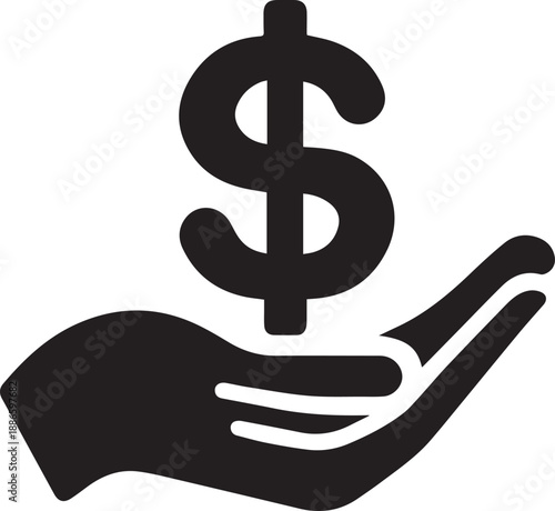 Silhouette Of Person Holding Dollar Symbol Money Wealth Concept