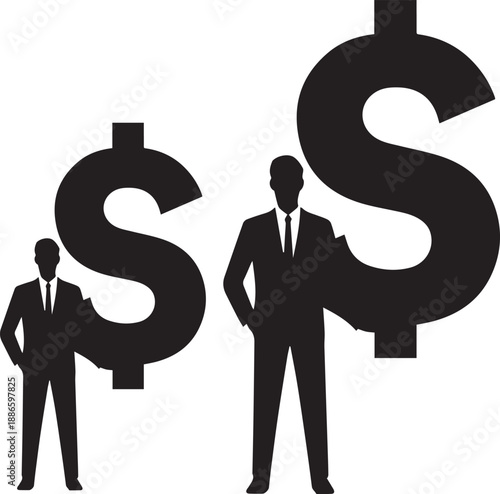 Silhouette Of Person Holding Dollar Symbol Money Wealth Concept