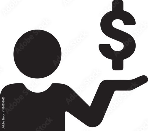 Silhouette Of Person Holding Dollar Symbol Money Wealth Concept