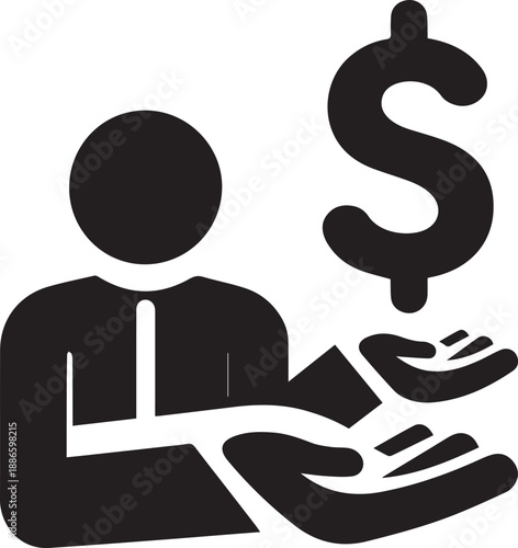 Silhouette Of Person Holding Dollar Symbol Money Wealth Concept