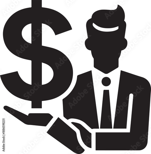 Silhouette Of Person Holding Dollar Symbol Money Wealth Concept