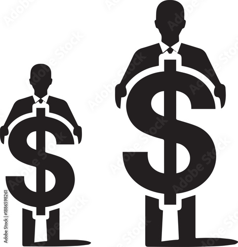 Silhouette Of Person Holding Dollar Symbol Money Wealth Concept