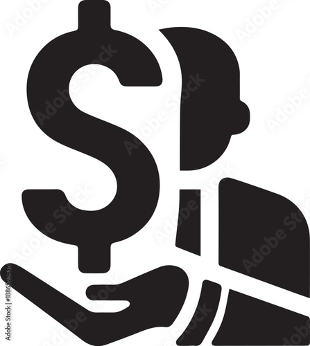 Silhouette Of Person Holding Dollar Symbol Money Wealth Concept