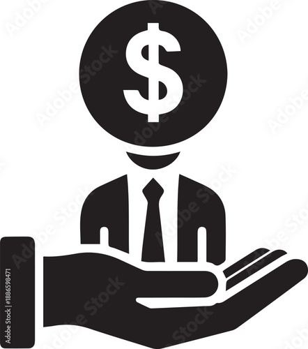 Silhouette Of Person Holding Dollar Symbol Money Wealth Concept