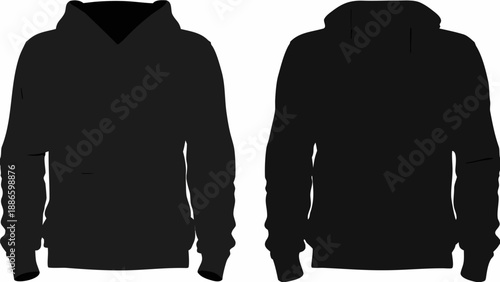 Black hoodie sweatshirt front and back view