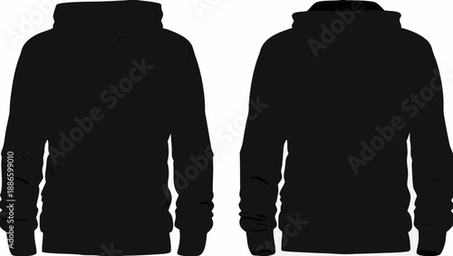 Two black hooded sweatshirts for design