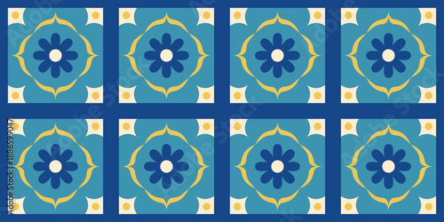 Spring geometric abstract seamless pattern. Minimal style. Flowers, petals. Retro vintage floral background. Mosaic. Vector.