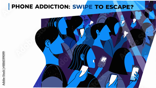 Crowd engrossed in smartphones a visual representation of digital dependency