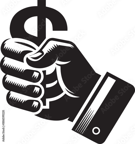 Silhouette Of Person Holding Dollar Symbol Money Wealth Concept