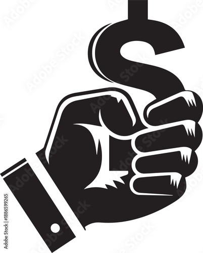 Silhouette Of Person Holding Dollar Symbol Money Wealth Concept