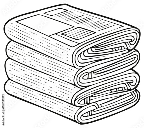 Stack of Folded Newspapers Illustration Classic Publication News Information Papers