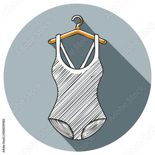One-Piece Swimsuit on Hanger Elegant Beachwear Fashion Illustration for Summer Holiday Wardrobe