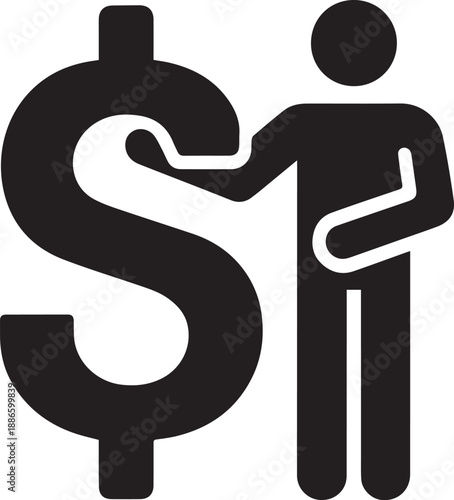 Silhouette Of Person Holding Dollar Symbol Money Wealth Concept