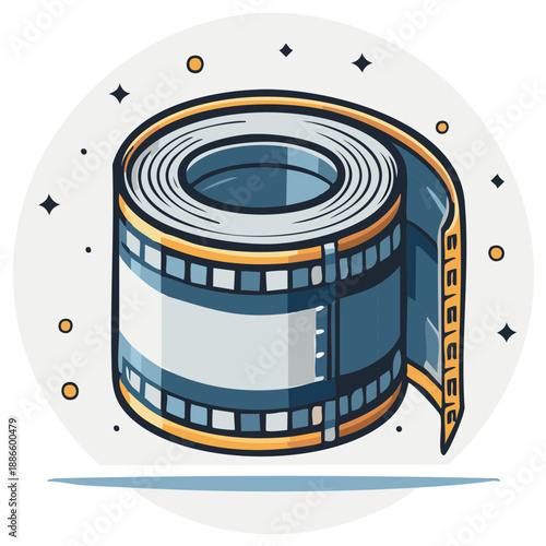 Rolled Film Reel Icon Symbol for Media, Filmography, and Creative Design Projects