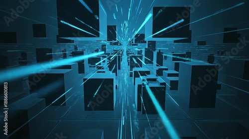 Futuristic Urban Data Flow Aerial Abstract Fintech Background