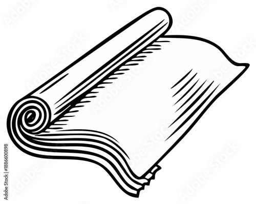 Roll of Unfurling Fabric Piece Goods Material Textiles Bolt Cloth Illustration