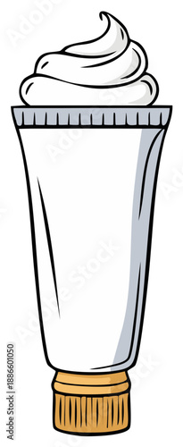 White Cream Swirl Exiting a Simple Tube with Ribbed Cap