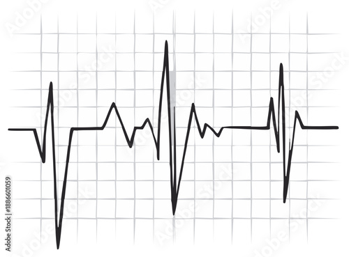 Hand-drawn electrocardiogram line on a grid background symbolizing health and medical readings