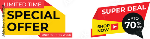 Offer tag sale banner stickers vector illustration set. Sales label collection suitable for promotional product and designs.