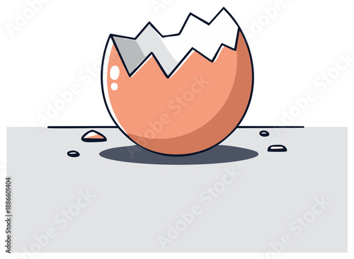 Cracked Egg Shell Fragment Showing Interior Detail on Surface