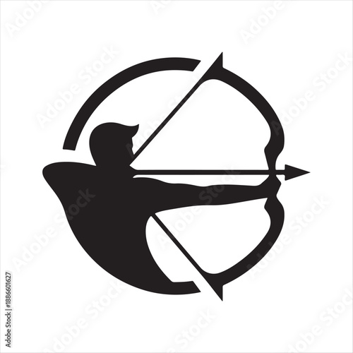 archer aiming vector silhouette line art logo design collection