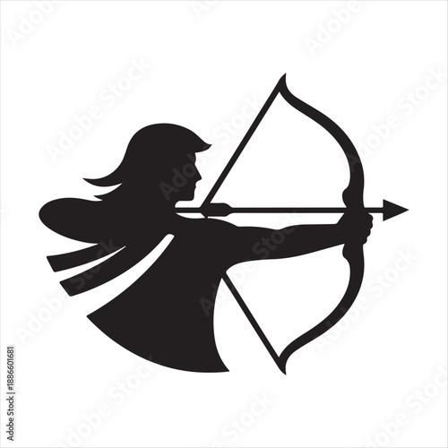 archer aiming vector silhouette line art logo design collection