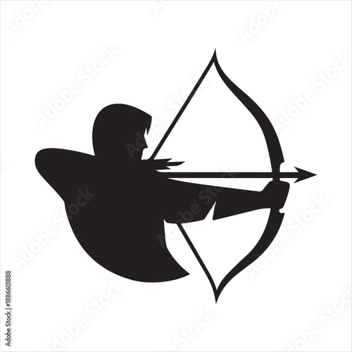 archer aiming vector silhouette line art logo design collection