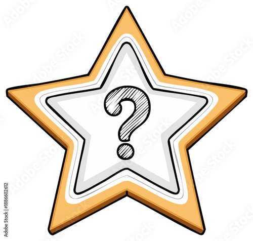 Stylized orange star with question mark icon symbolizing curiosity and unknown answers