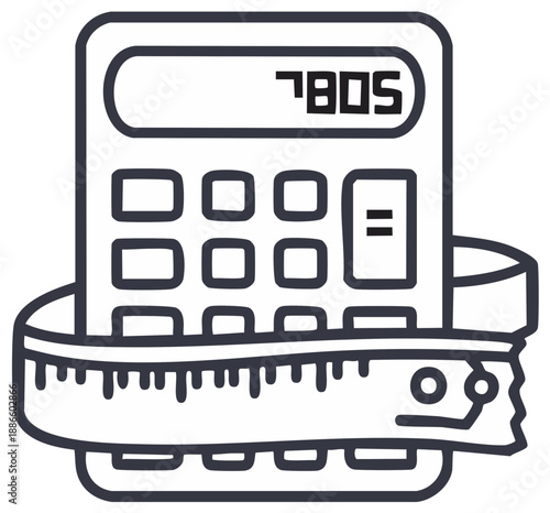 Calculator with measuring tape wrapped around it illustrating financial calculation and measurement