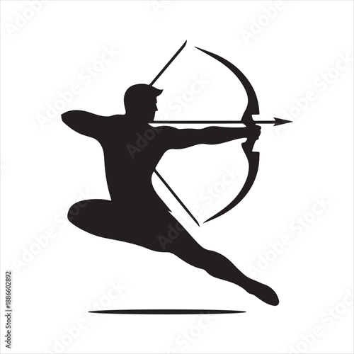 archer aiming vector silhouette line art logo design collection