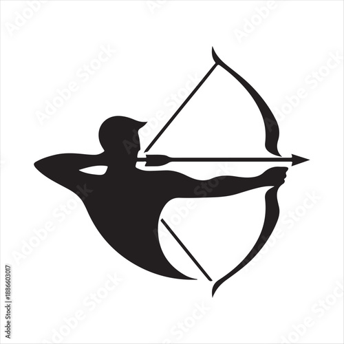 archer aiming vector silhouette line art logo design collection