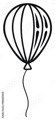 Simple Outline Drawing of a Hot Air Balloon with a String