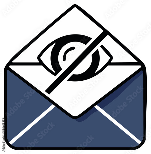 Confidential Communication Concept Represented with Eye in Blue and White Envelope